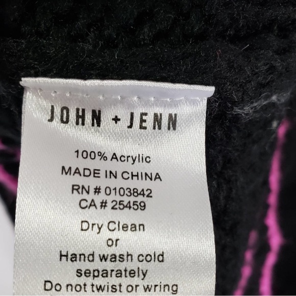 Nwt JOHN + JENN Women's Black & Hot Pink Long Sleeve Crew Neck Sweater 💫✨🩷🖤NWT - Picture 6 of 6